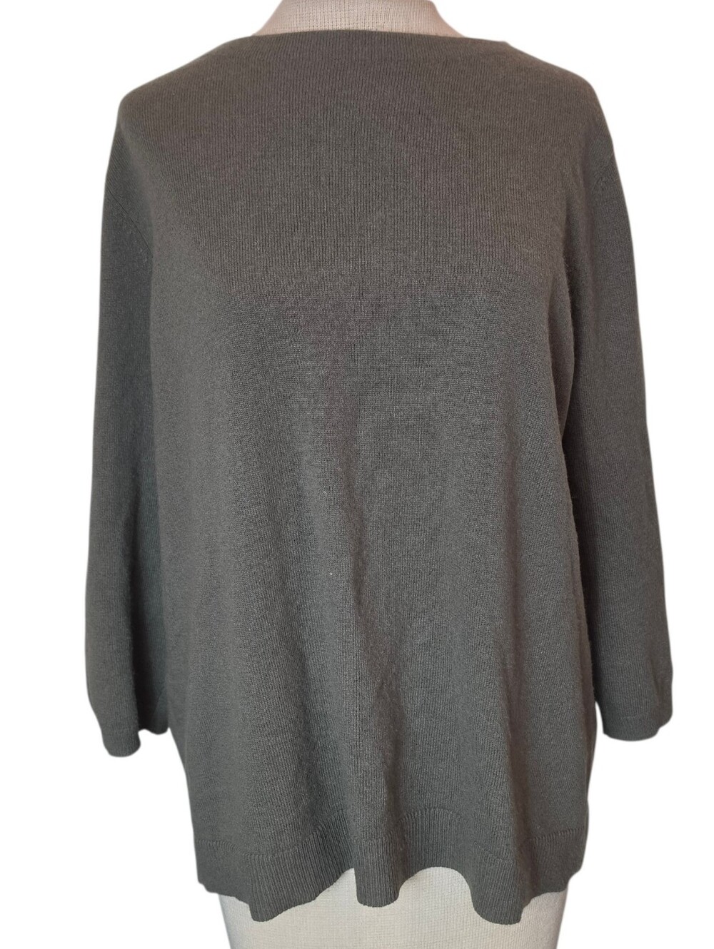 Talbots Cashmere Sweater Plus Size 1X Petite Olive Green Knit Oversized Pullover